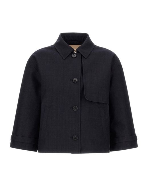 Herno Blue Cropped Button-Up Jacket