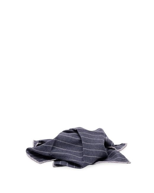 Brunello Cucinelli Blue Pinstriped Pocket Square for men