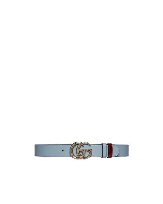 Gucci Blue Double G Reversible Leather Belt