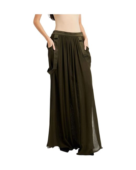 Max Mara Green Solid-Colored Flare Skirt