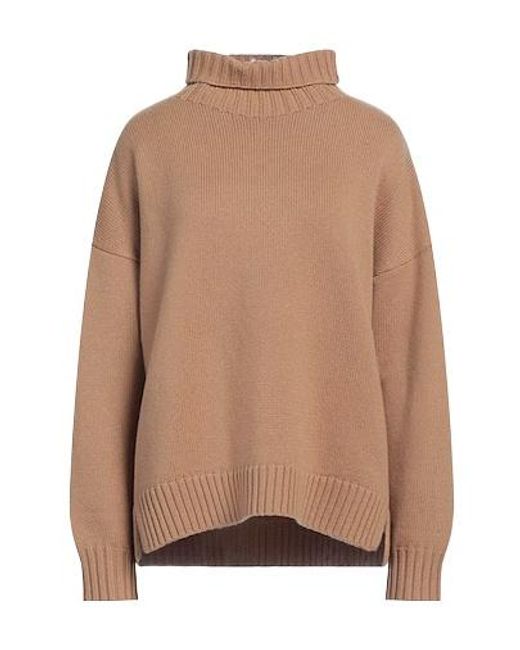 Max Mara Brown Solid Turtleneck Knit Top