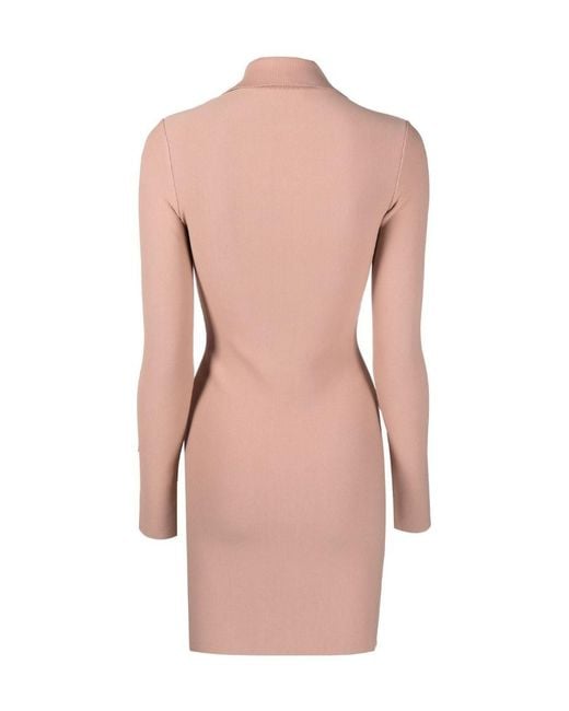 Alaïa Pink Alaïa Half Zipped Long-Sleeved Mini Dress