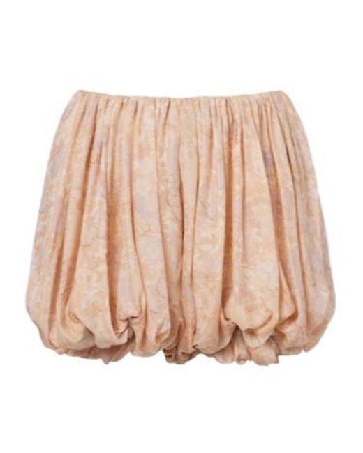 Chloé Natural Floral Pleated Silk Charmeuse Shorts