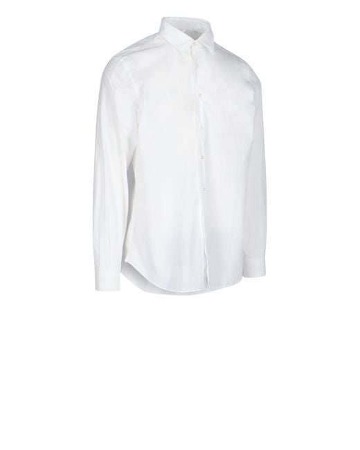 Aspesi White Straight-Point Collared Buttoned Shirt for men