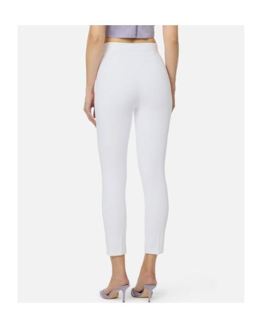Elisabetta Franchi White Stretched Cropped Trousers