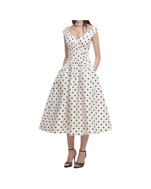 Self-Portrait White Polka Dot Midi Dress