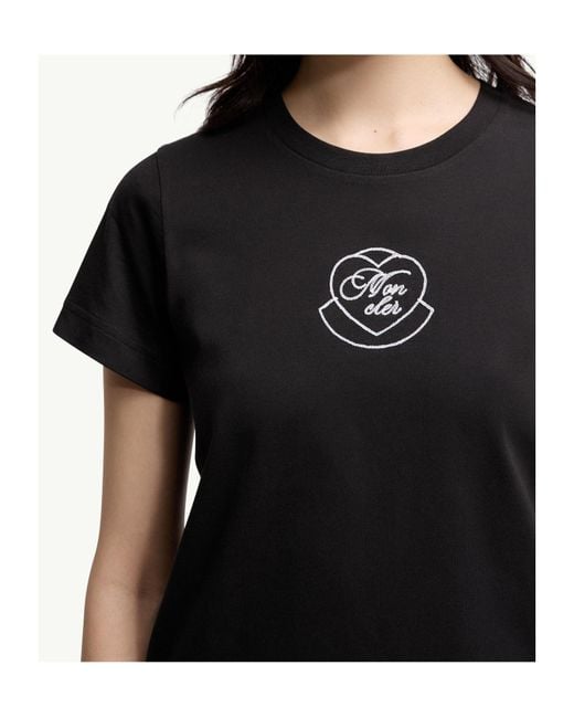 Moncler Black Logo Embroidered Crewneck T-Shirt