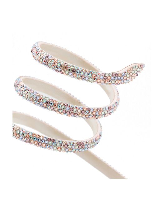 Rene Caovilla White Crystal Spiral Heeled Sandals
