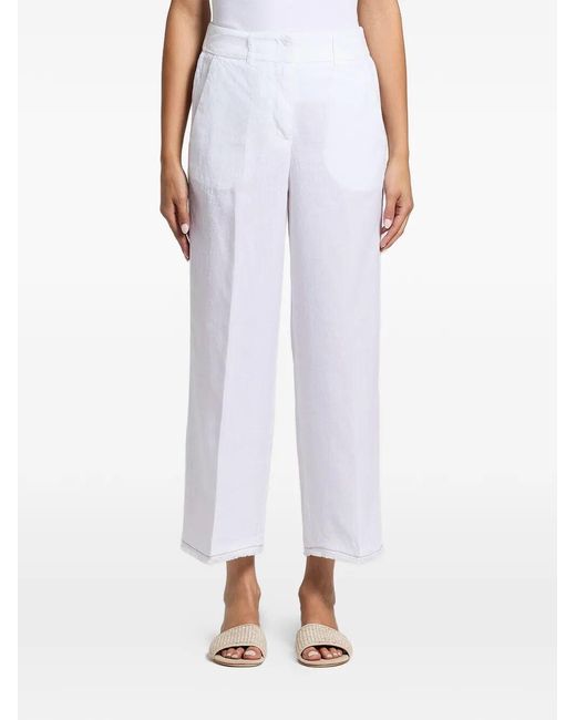 Peserico White Elastic-Waist Straight-Leg Pants