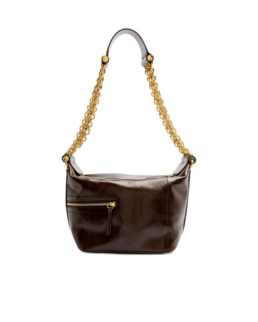 Chloé Brown Glossed Leather Camera Bag