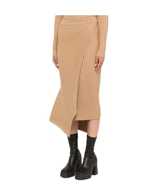 Stella McCartney Natural Asymmetrical Midi Skirt