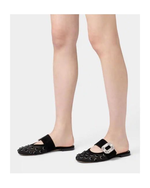 Roger Vivier Black Belle Vivier Polka Dot Mules
