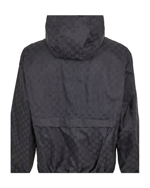 Gucci Gray Hooded Windbreaker for men