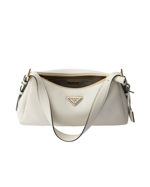 Prada Gray Medium Leather Aimée Shoulder Bag