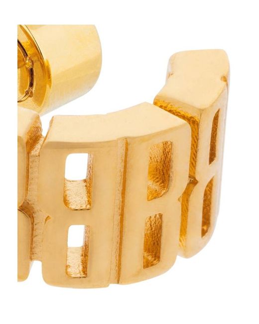 Balenciaga Metallic Logo Lettering Earrings
