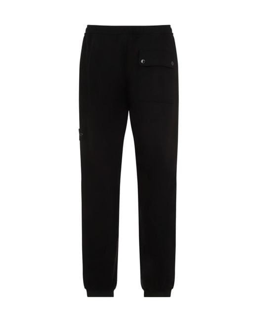 Stone Island Black Compass Patch Tapered-Leg Sweatpants for men