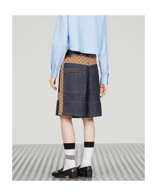Gucci Blue High-Waist Denim Bermuda Shorts