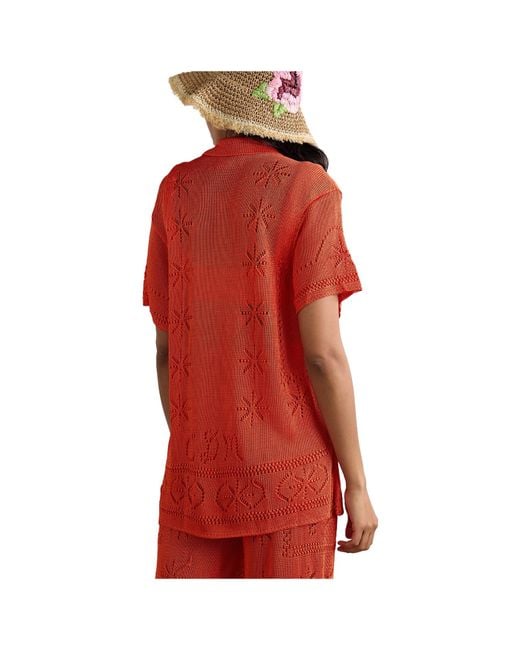 Calle Del Mar Red Hollow Knit Shirt