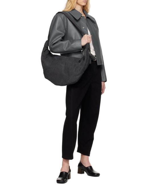 Lemaire Gray Cropped Leather Jacket