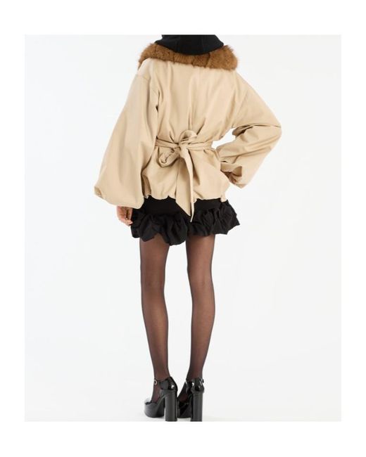 ROTATE BIRGER CHRISTENSEN Brown Faux Fur Collar Jacket