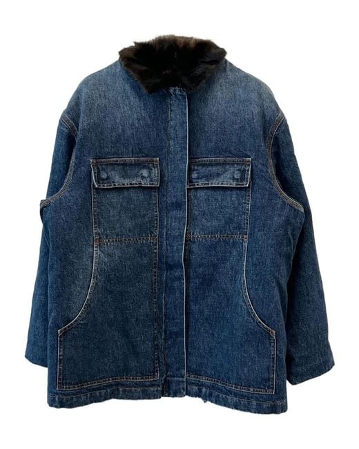 Magda Butrym Blue Patch-Pocket Denim Jacket