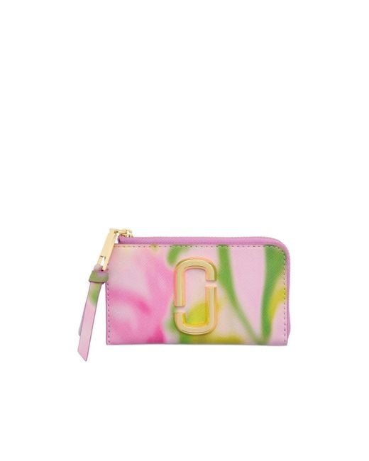 Marc Jacobs Pink Printed Zip-Around Wallet