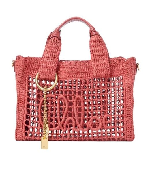 Chloé Red Chloé Summer Banana East-West Small Tote Bag