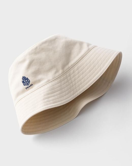 Prada White Logo Bucket Hat for men
