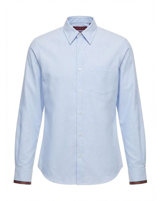 Gucci Blue Web-Cuff Classic Shirt for men