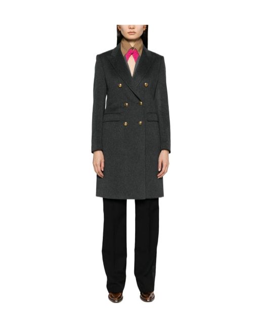 Tagliatore Black Double-Breasted Coat