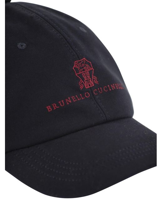 Brunello Cucinelli Blue Logo-Embroidered Garment-Dyed Baseball Cap for men