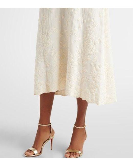 Elie Saab White Embroidered Cady Midi Dress