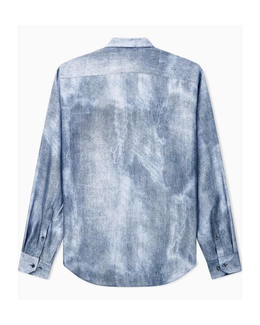 Giorgio Armani Blue Textured Button-Up Shirt for men