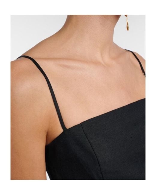 Jonathan Simkhai Black Cutout Embellished Linen-Blend Camisole