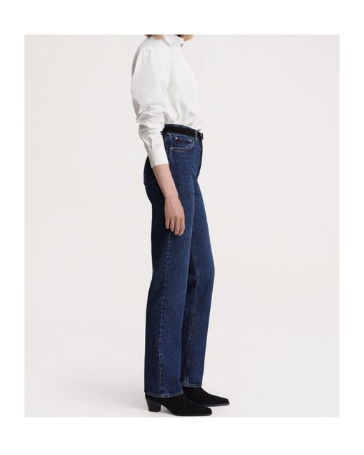 Totême  Blue Totême Logo Patch High-Waisted Jeans