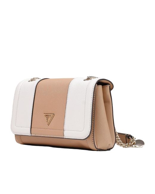 Guess White Noelle Saffiano Mini Crossbody