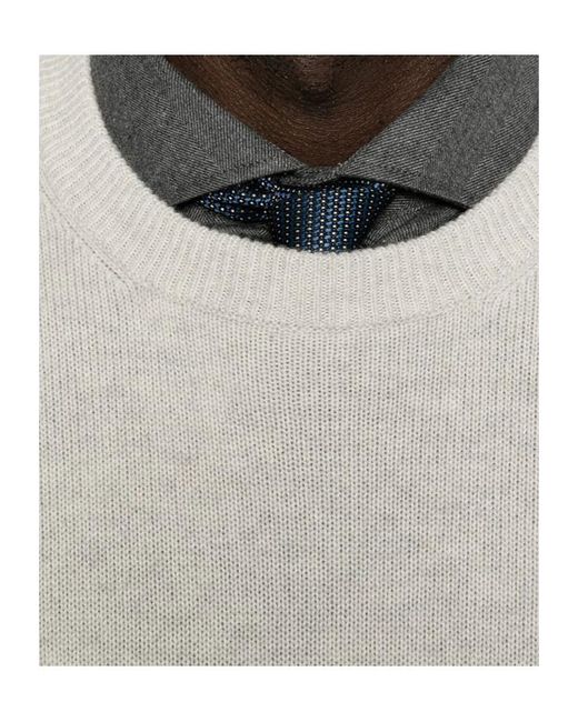 Brunello Cucinelli White Elbow-Patch Sweater for men