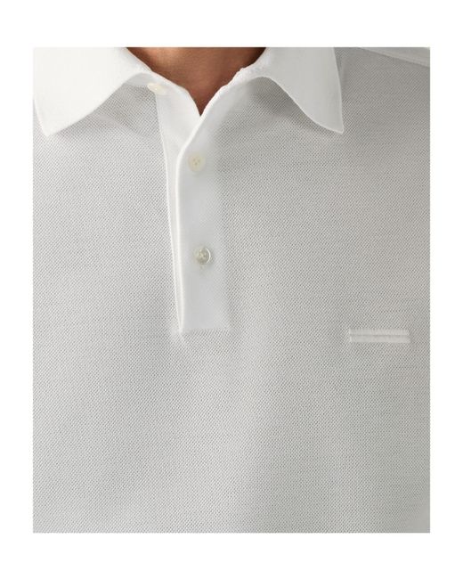 Zegna White Short-Sleeved Buttoned Polo Shirt for men