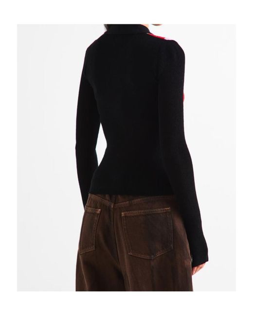 Ganni Red Plaid Long-Sleeved Top