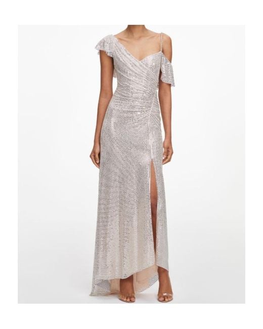 Self-Portrait White Sequin Ruffle Gown