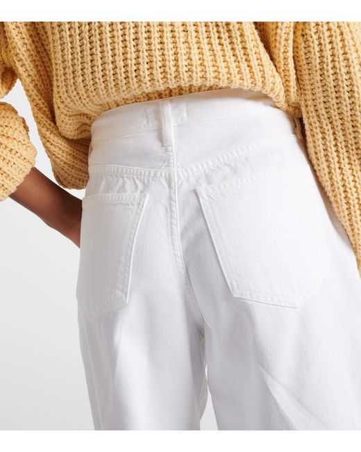 Agolde White Ellis Mid-Rise Denim Shorts