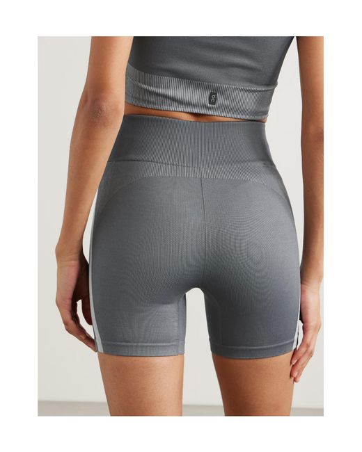 On Shoes Gray Studio Ribbed Stretch Recycled Shorts