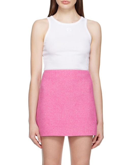 Ganni White Logo Embroidered Top