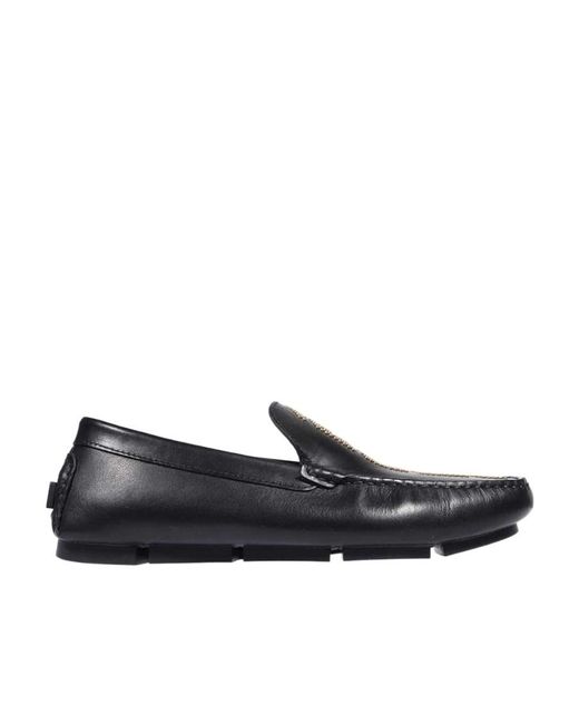 Versace Black Studded Greca Leather Loafers for men