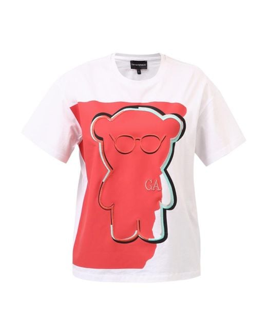 Emporio Armani Red Graphic-Print Short-Sleeved T-Shirt