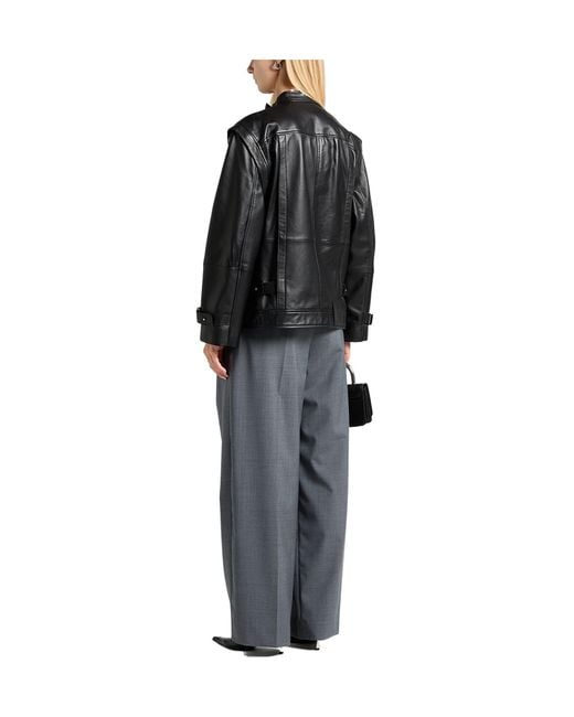 MAX&Co. Black Solid Color Leather Jacket