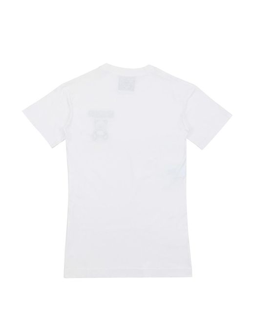 Moschino White Teddy Bear Beaded T-Shirt Dress