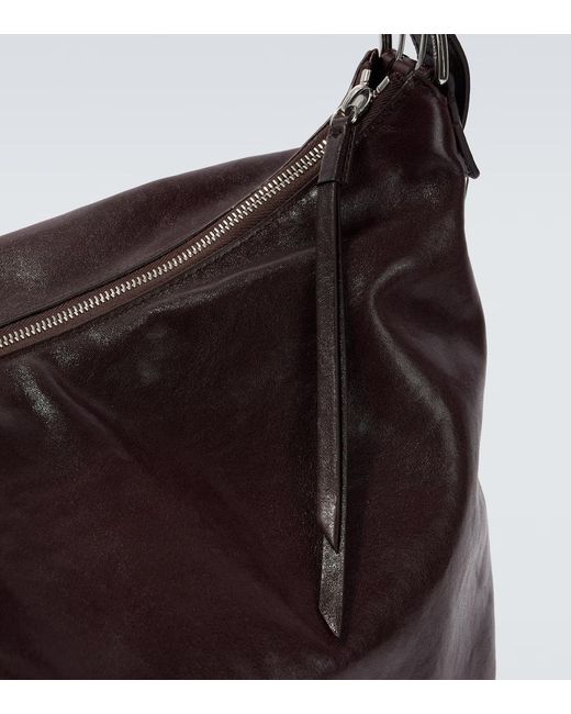 Lemaire Brown Zippered Leather Shoulder Bag for men
