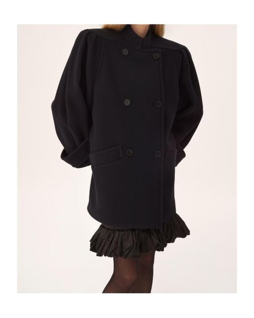 Chloé Blue High-Neck Double-Breasted Coat