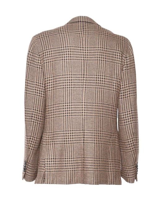 Lardini Brown Single-Breasted Checked Blazer for men